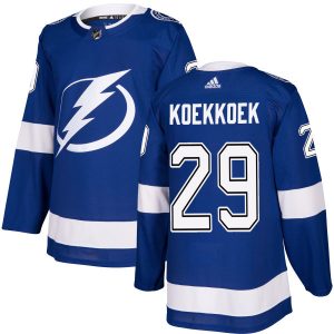 Herren Tampa Bay Lightning Eishockey Trikot Slater Koekkoek #29 Authentic Königsblau Heim